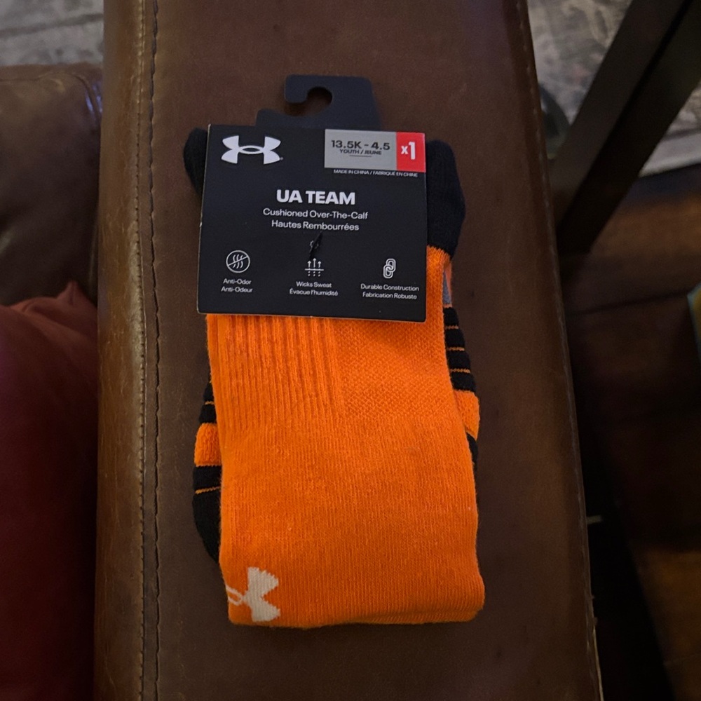 Under Armour Athletic Socks in Orange and Black